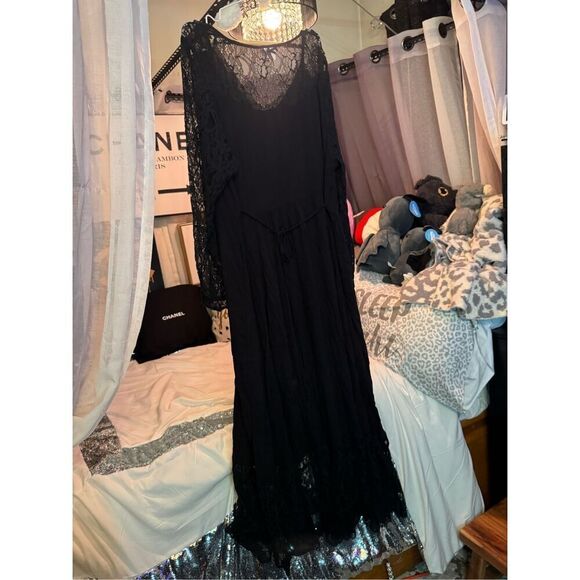 Avenue city chic fallen angel black boho vampy maxi dress 18/M 2xl xxl - Picture 8 of 12